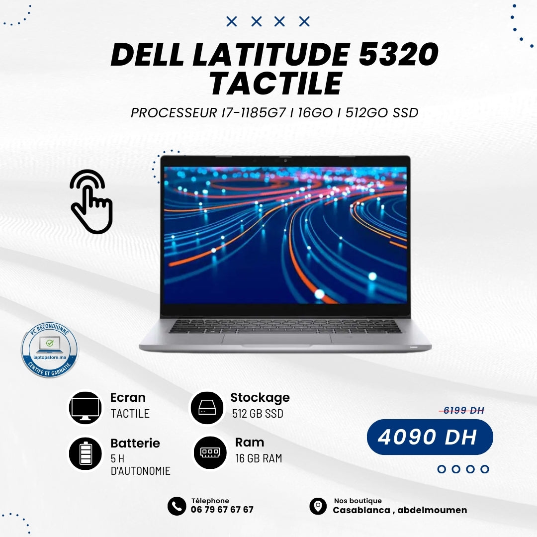 Dell latitude 5320 Tactile i7 - 11eme Gen 16Gb / 512Gb Occasion