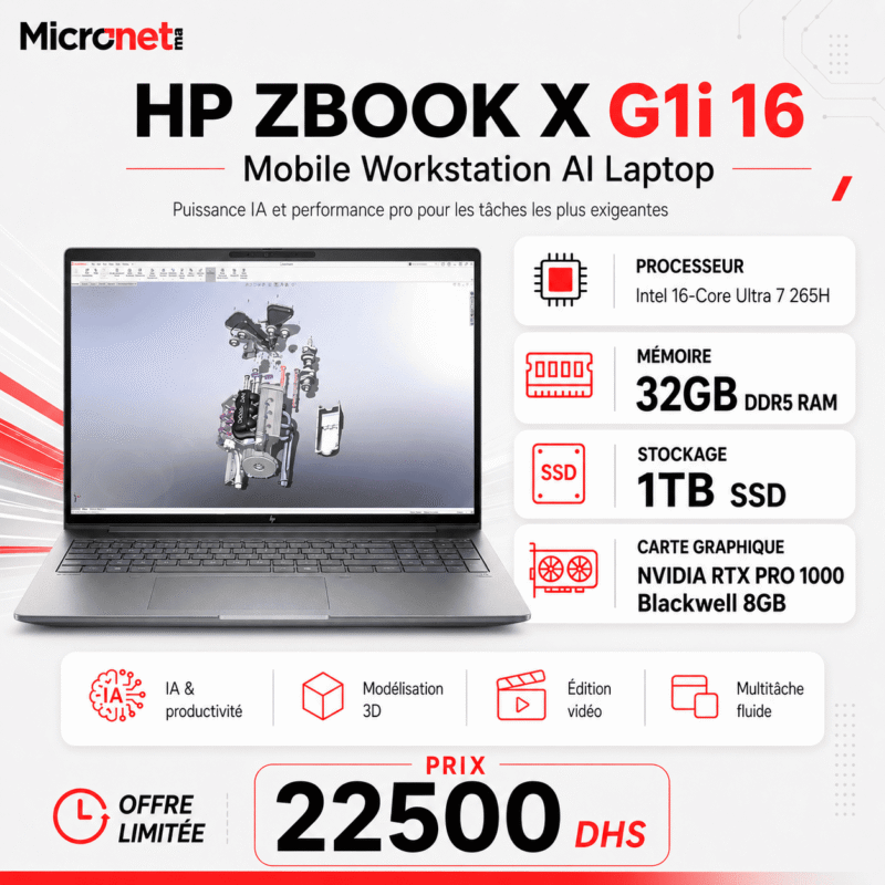 HP ZBook 8 G1i 16 Ultra 7 Mobile Workstation – Prix au Maroc